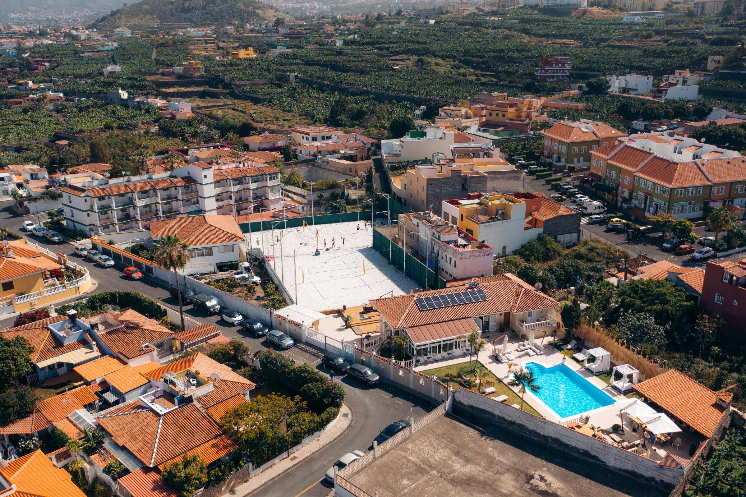 Aerial view of the Hacienda and Puerto de la Cruz