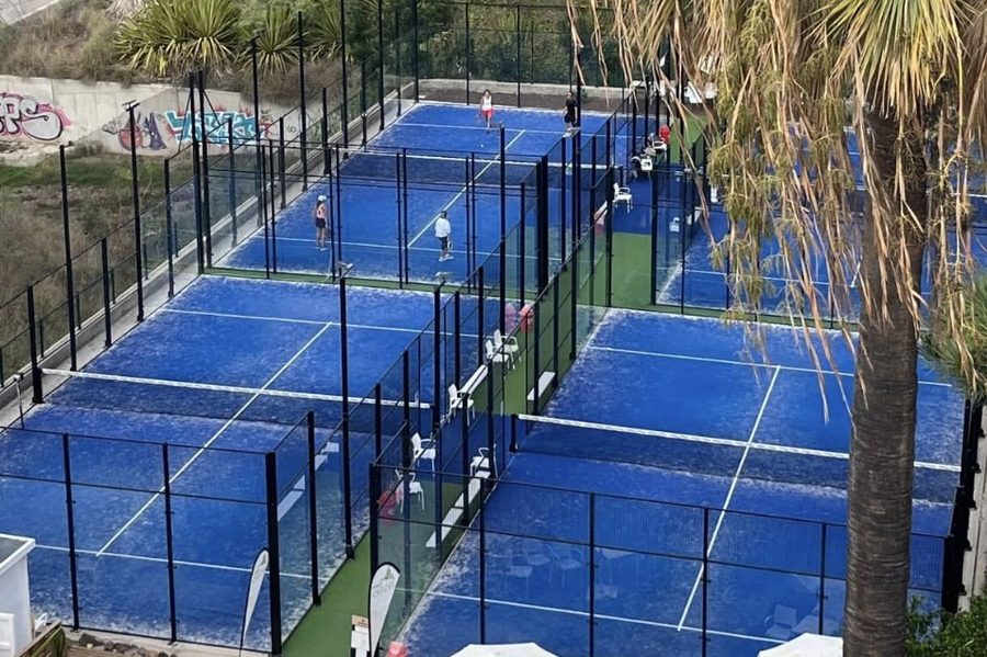 Padel courts among palm trees at Padel Eden