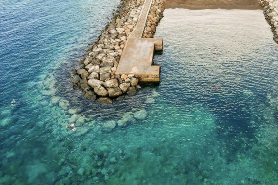 The sheltered sea-water pool at Playa de Radazul
